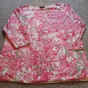 Talbots crew neck pullover in spring print